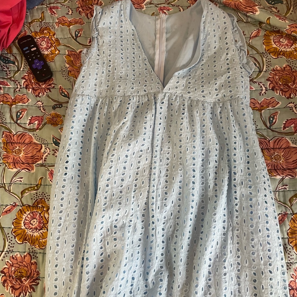 Light Blue Sleeveless Eyelet Romper